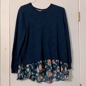 Faux two-piece looking sweater/blouse